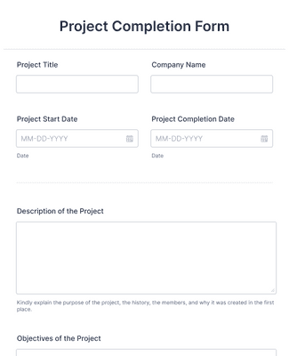 Project Completion Form Template | Jotform