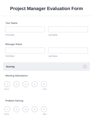 Form Templates: Project Manager Evaluation Form