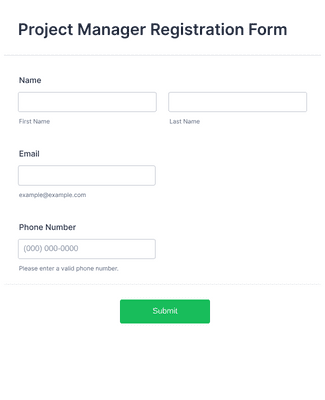 Form Templates: Project Manager Registration Form