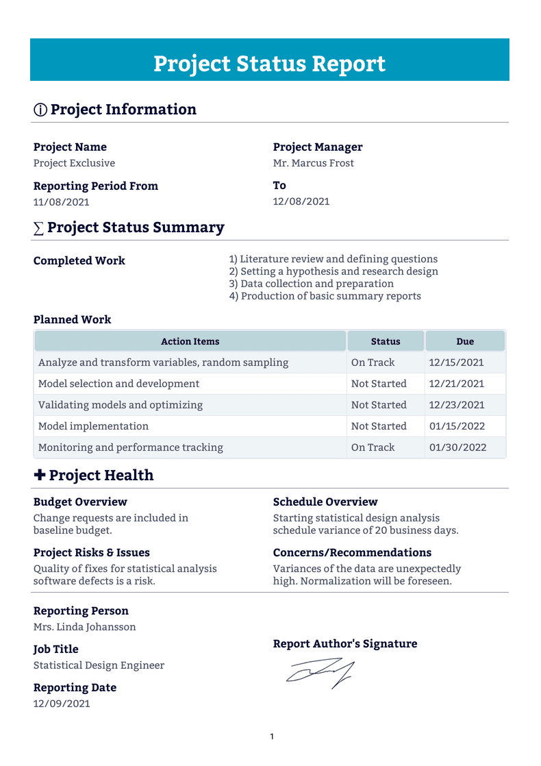 Project Status Report - PDF Templates | Jotform