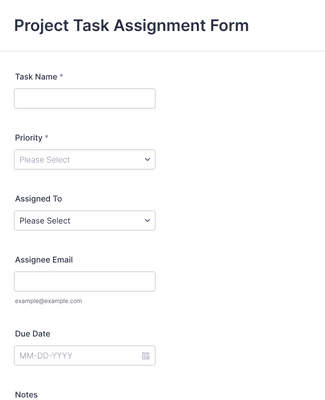 Project Task Assignment Form Template | Jotform