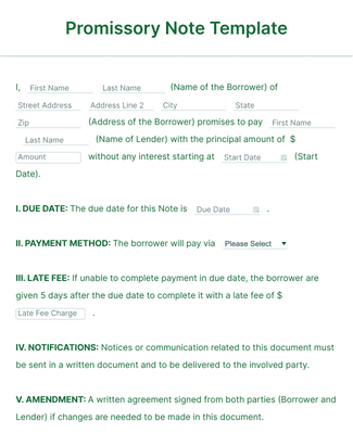 Promissory Note Template Form Template | Jotform