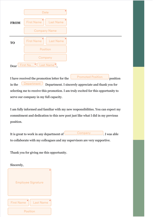 PDF Templates: Promotion Acceptance Letter