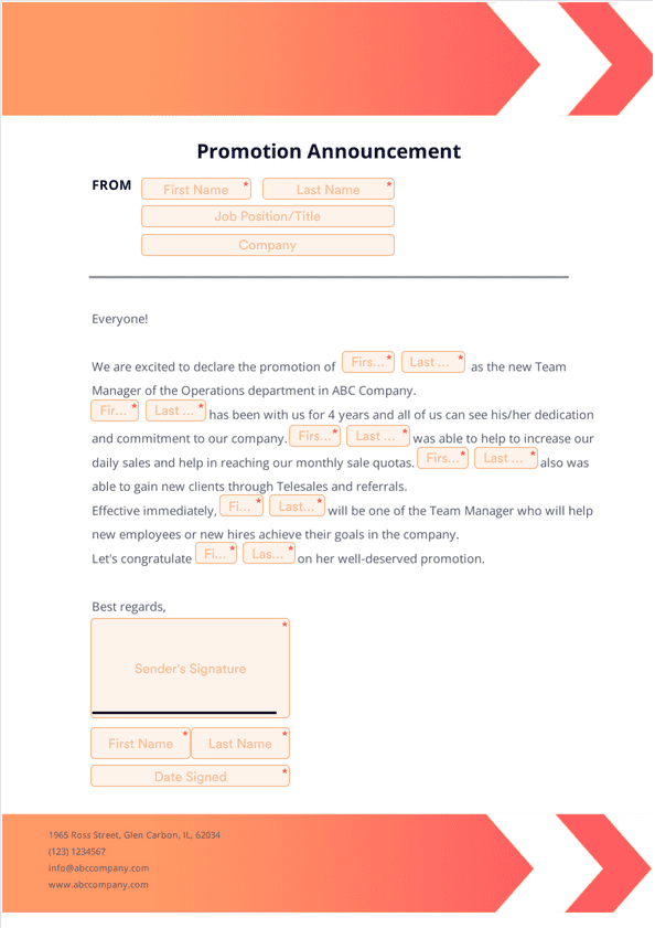 Promotion Announcement Letter
