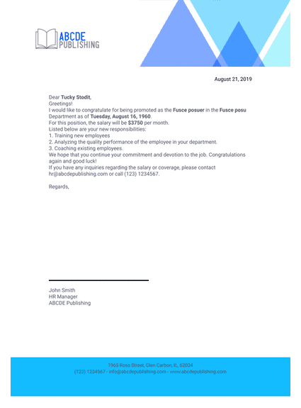 Promotion Letter to Employee