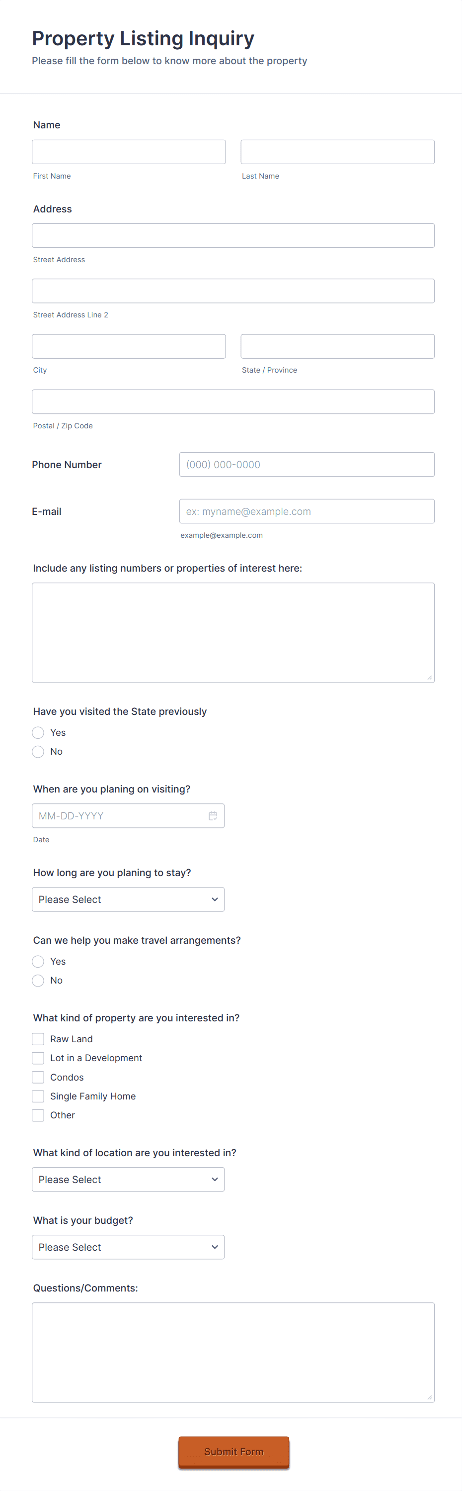 Template property-inquiry-form