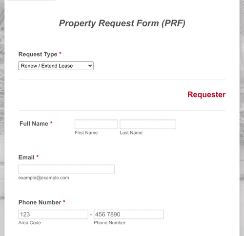 Form Templates: Property Request Form (PRF)