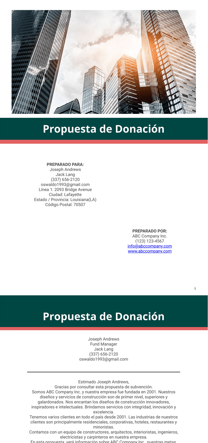 PDF Templates: Propuesta de Donación