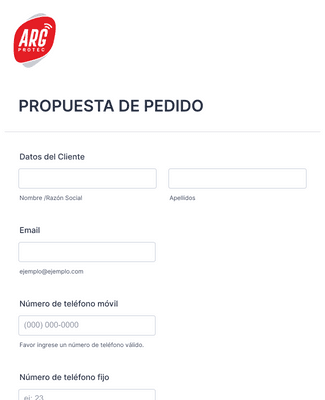 Form Templates: PROPUESTA DE PEDIDO