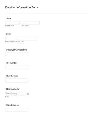 Provider Information Form Template | Jotform