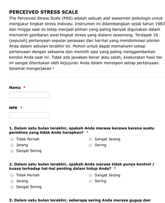 Psychological Assessment Form in Indonesian