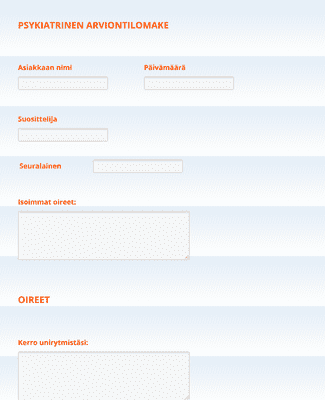 Psykiatrinen Arviointilomake Lomakepohja | Jotform