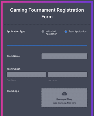Gaming Tournament Registration Form