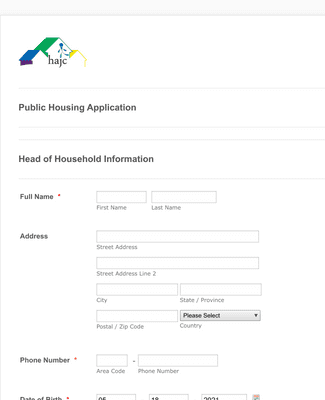 Public Housing Application Form
