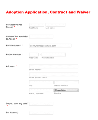 Pet Adoption Application Form Template JotForm