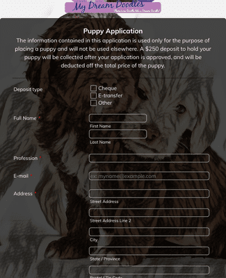 Dog / Puppy Adoption Application Form Template | Jotform