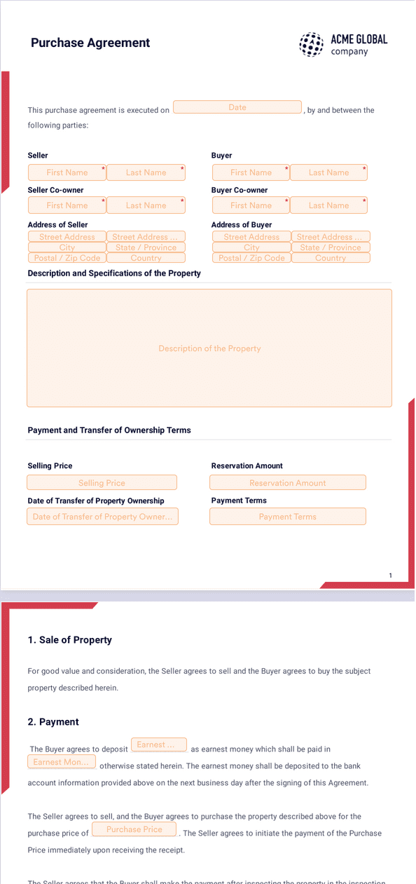 Sign Templates: Purchase Agreement Template