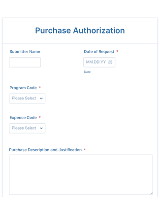Form Templates: Purchase Authorization ULPDX