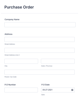 Form Templates: Merchandise Purchase Order