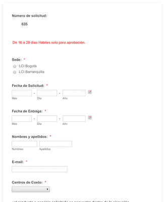 Purchase Request Form in Spanish