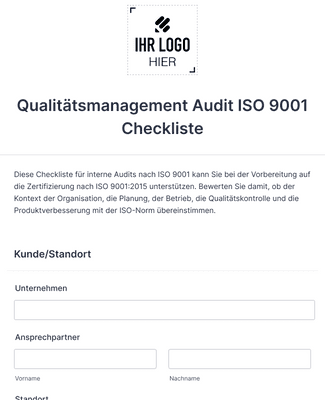 Form Templates: Qualitätsmanagement Audit ISO 9001 Checkliste