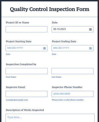 Form Templates: Quality Control Inspection Form