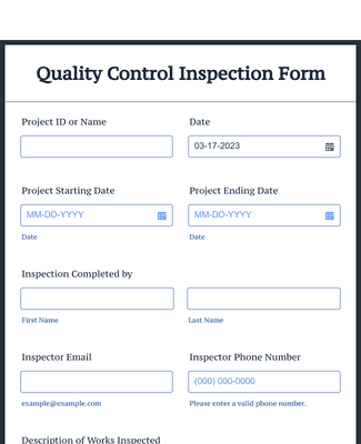 Quality Control Inspection Form
