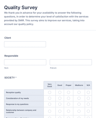 Quality Survey Form Template | Jotform