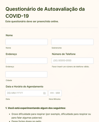 Form Templates: Questionário de Autoavaliação da COVID 19