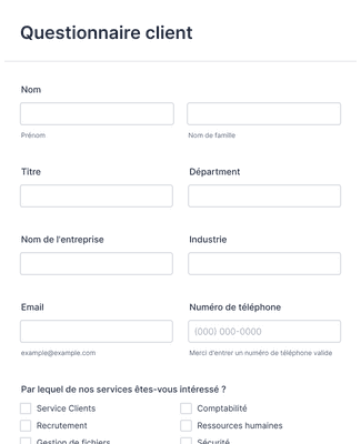 Form Templates: Questionnaire Client