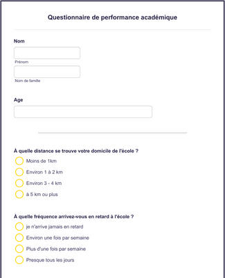 Form Templates: Questionnaire De Performance Académique