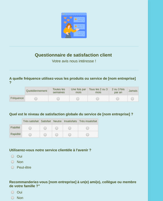 Form Templates: Questionnaire de satisfaction client 
