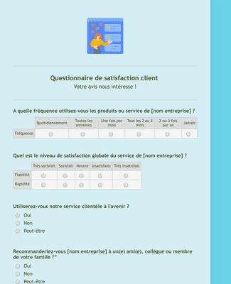 Questionnaire De Satisfaction Client Modele Du Formulaire Jotform