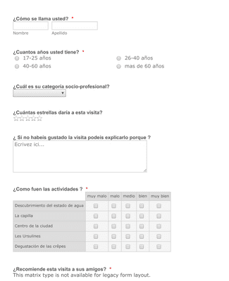questionnaire espagnol