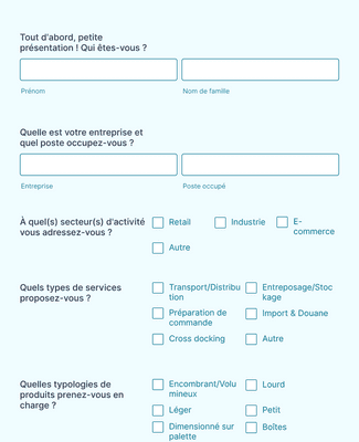 Form Templates: Questionnaire sur vos services logistiques