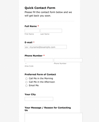 Quick Contact Form Template | Jotform