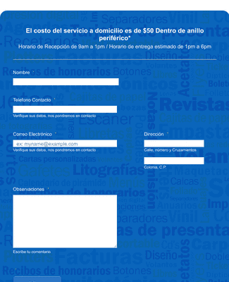 Form Templates: Quick Digital Servicio a Domicilio