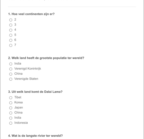 Form Templates: Quiz Formulier Met Aantal Juiste Antwoorden Berekening