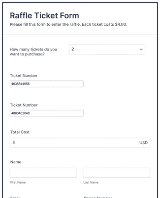 Raffle Ticket Form