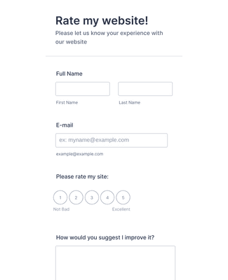 Rate my website Form