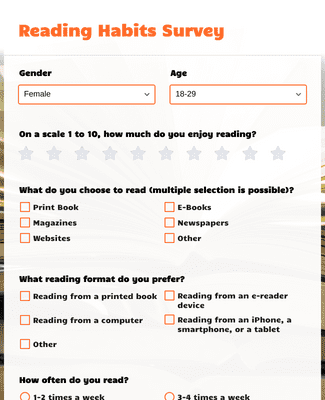 Form Templates: Reading Habits Survey