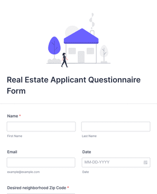 Form Templates: Real Estate Applicant Questionnaire Form