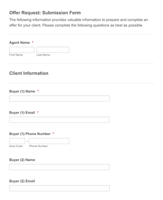 Real Estate Offer Request Submission Form Template | Jotform