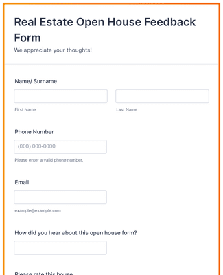 Form Templates: Real Estate Open House Feedback Form