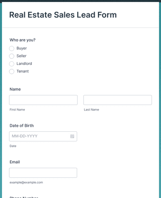 Form Templates: Real Estate Sales Lead Form