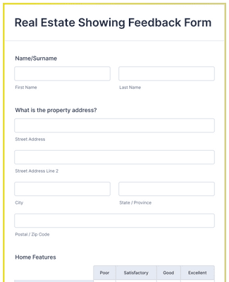 Form Templates: Real Estate Showing Feedback Form