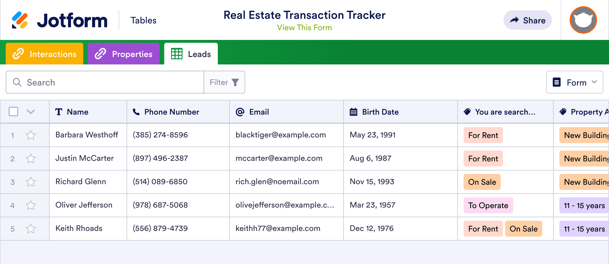Real Estate Transaction Tracker