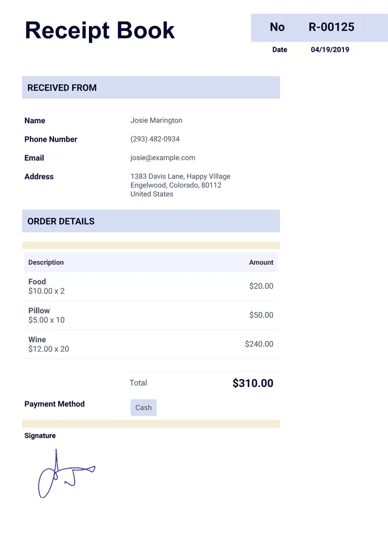 Receipt Book Template - PDF Templates | Jotform