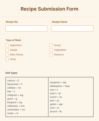 Recipe Submission Form Template Jotform
