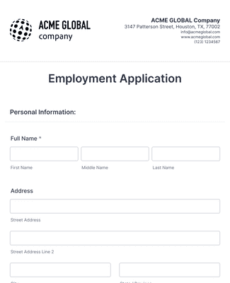 retail employment application template